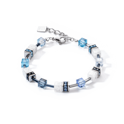 coeur-de-lion-geocube-armband-3018-30-0714-iconic-nature-zilverkleurig-met-blauw-en-wit