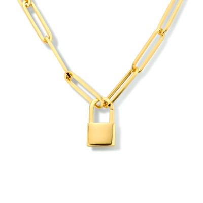 gold-plated-paperclip-ketting-met-slot-lengte-47-cm