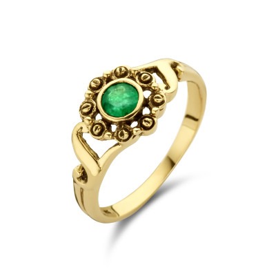 vintage-14-karaat-ring-met-smaragd-bloem-0-30-crt