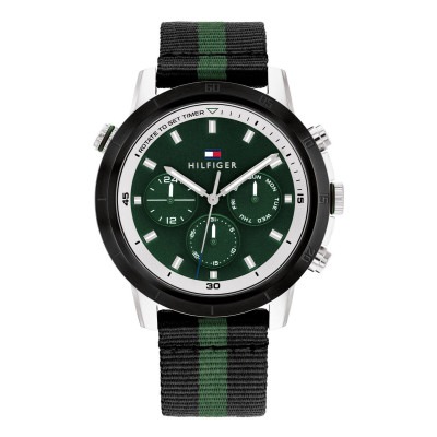 tommy-hilfiger-troy-th1792107-chronograaf-herenhorloge-met-zwarte-band-groene-wijzerplaat-o-46-mm