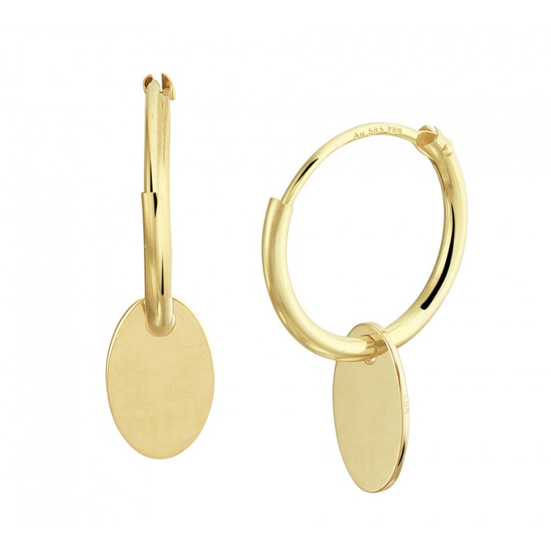 werkplaats Likeur per ongeluk Gouden oorringen met ovale hanger | Mostert Juweliers