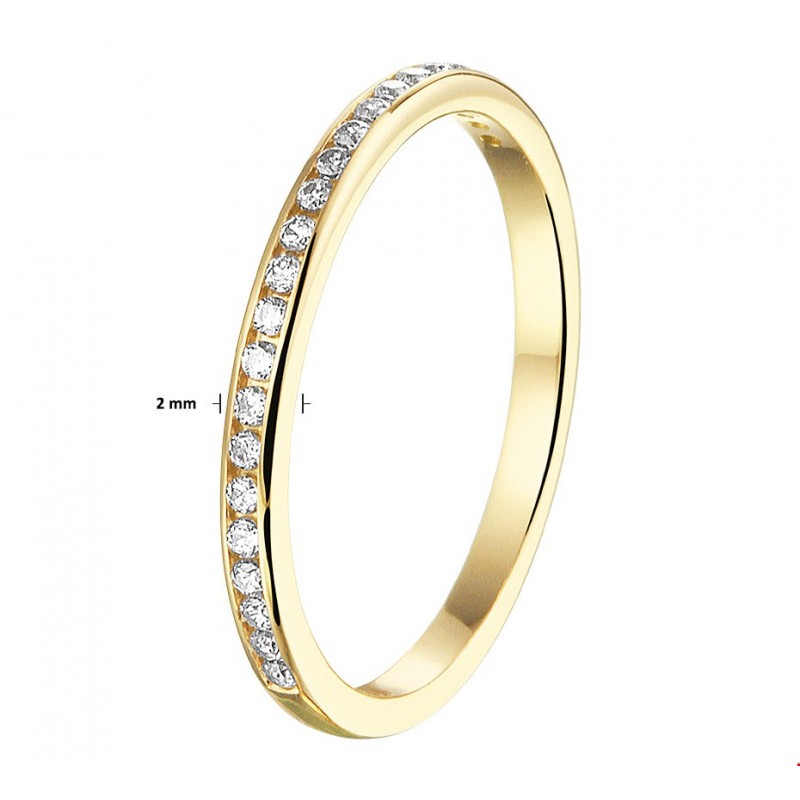 Concessie vochtigheid fabriek Gouden aanschuifring met zirkonia breedte 2 mm | Mostert Juweliers