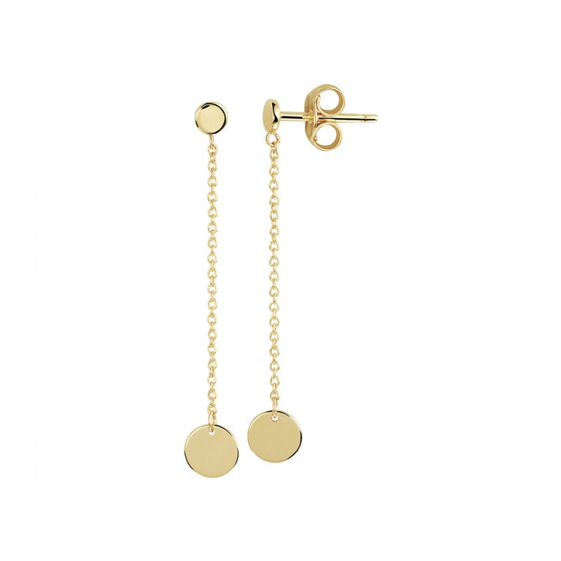 tarwe Beeldhouwer doolhof Lange gouden oorbellen met rondjes | Mostert Juweliers