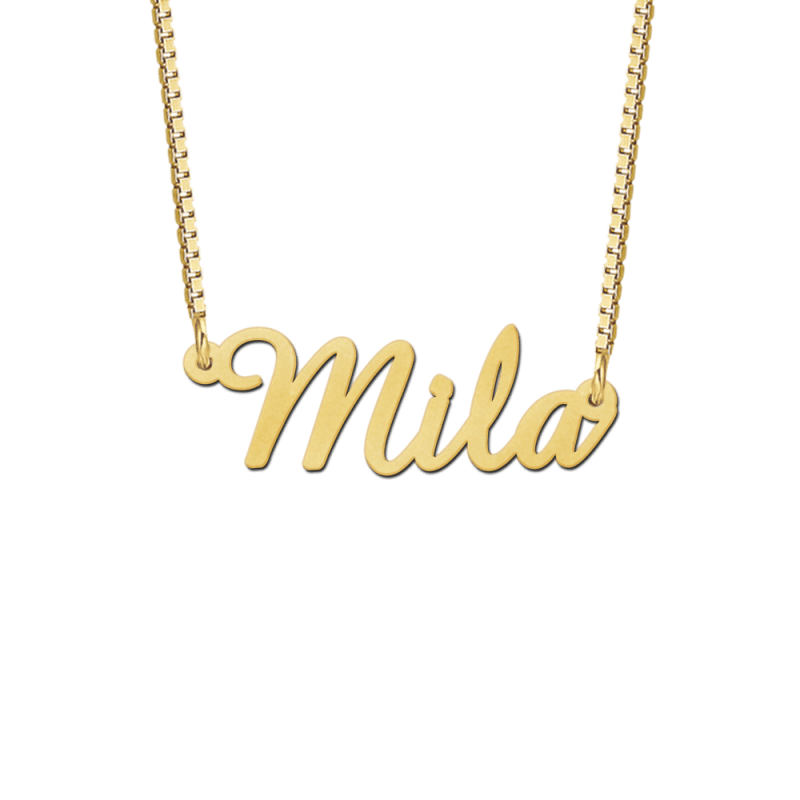 Gouden ketting naam voorbeeld Mila | Mostert Juweliers