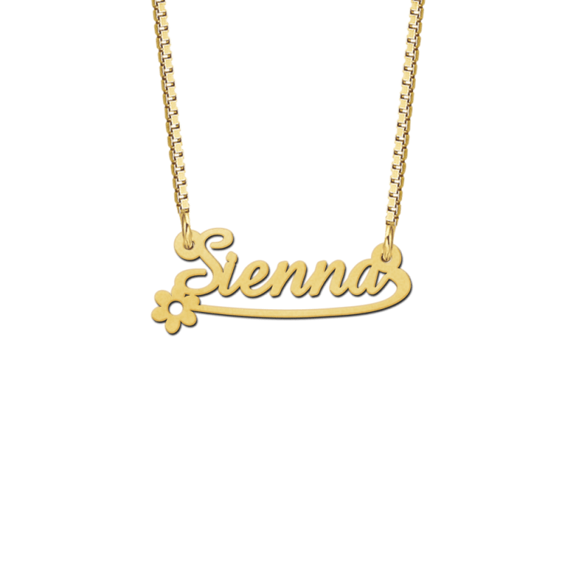 tafel beheerder harpoen Gouden naamketting kind voorbeeld Sienna | Mostert Juweliers