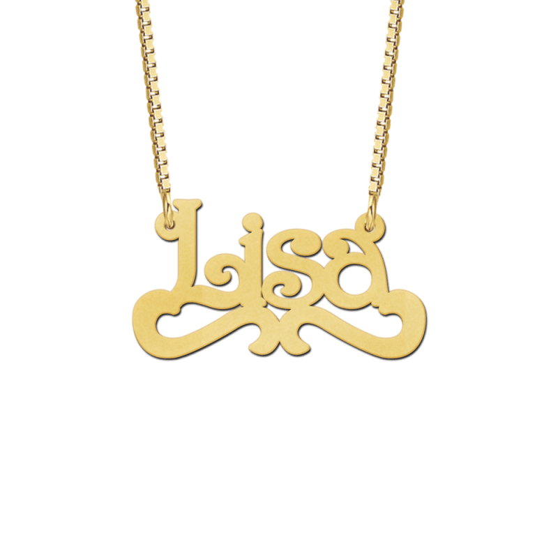Meting moe arm Naam ketting goud voorbeeld Lisa | Mostert Juweliers