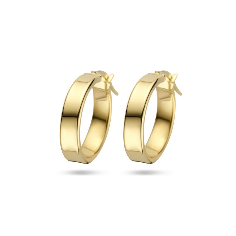 wet Echt salaris 14-karaat gouden oorringen vierkant - Diameter 18 mm | Mostert Juweliers