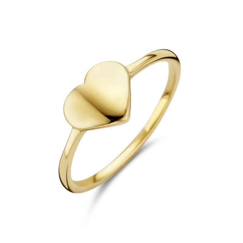 Storing span kort 14-karaat gouden ring met hartje | Mostert Juweliers