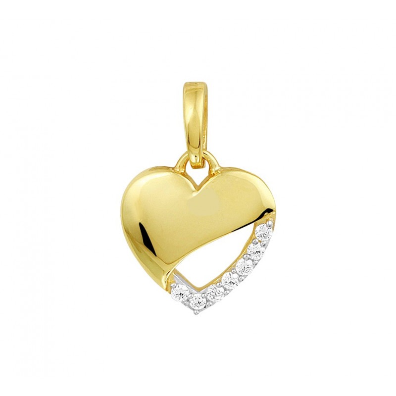 heel half acht Gooey Gouden hanger hart 11.5 mm x 12.5 mm zirkonia | Mostert Juweliers