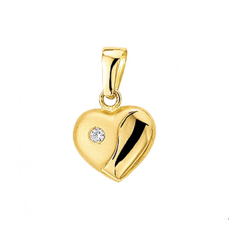 Geleerde herstel Nylon Gouden hanger hartje 10 mm zirkonia | Mostert Juweliers