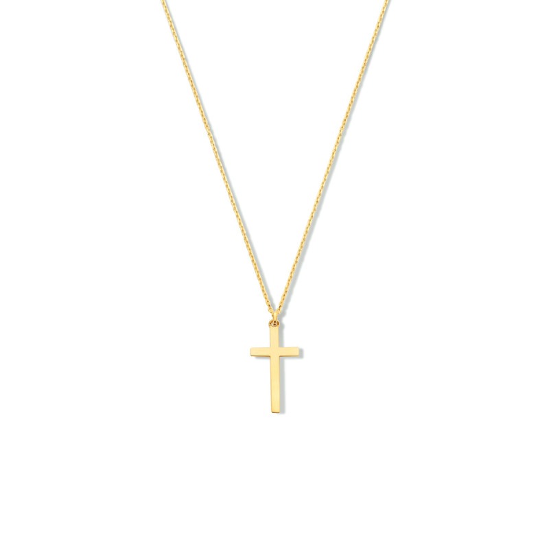 Midden Buiten rib Gouden ketting met kruisje 40-44 cm | Mostert Juweliers