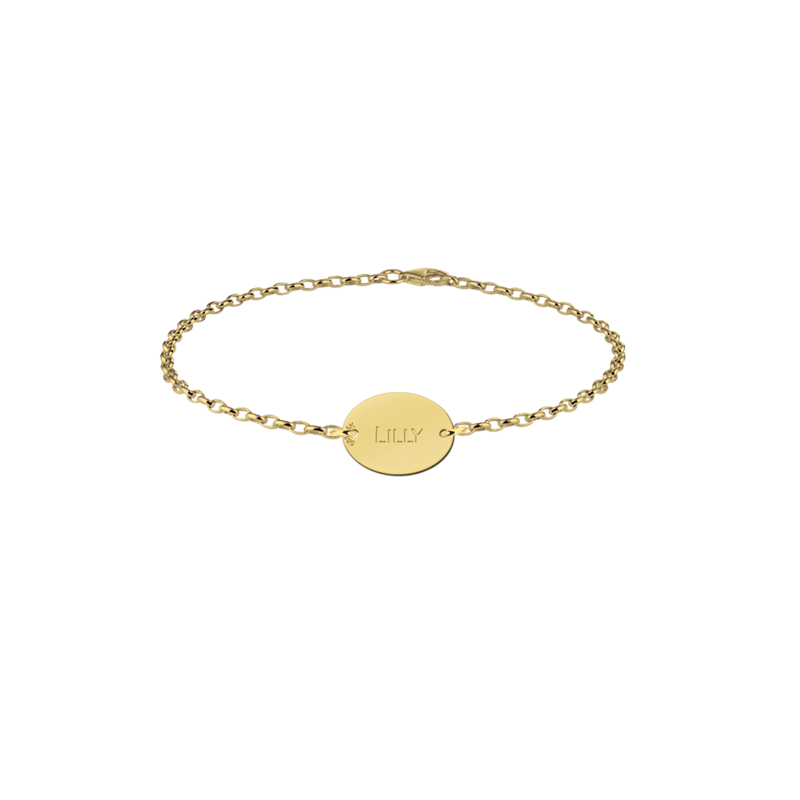 Melodieus mist halsband Gouden naam armband ovaal Names4ever | Mostert Juweliers