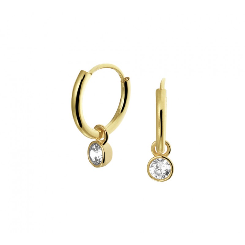 Meestal naast buitenspiegel Gouden oorbellen met hanger zirkonia | Mostert Juweliers