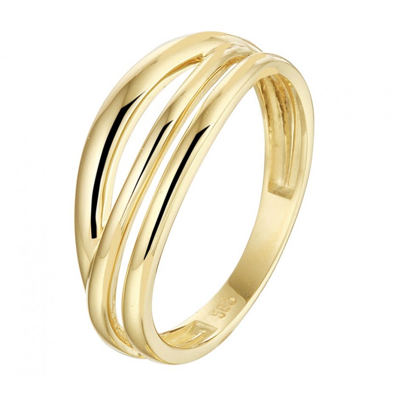 wit Berouw Tientallen Gouden ring met drie banden 7mm | Mostert Juweliers