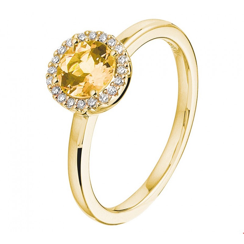 Bloody ondernemen Desillusie Gouden ring met edelsteen citrien en diamant | Mostert Juweliers
