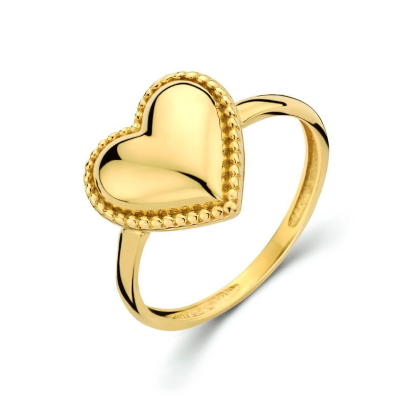 Schots licht analoog Gouden ring met hart en bolletjes | Mostert Juweliers