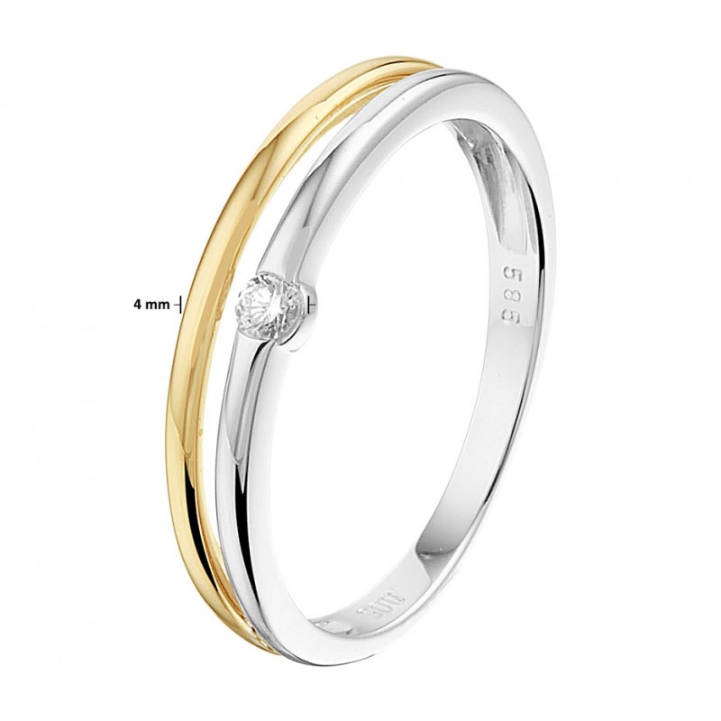 fundament Vergelding Reparatie mogelijk Ring bicolor met diamant 4 mm breed | Mostert Juweliers