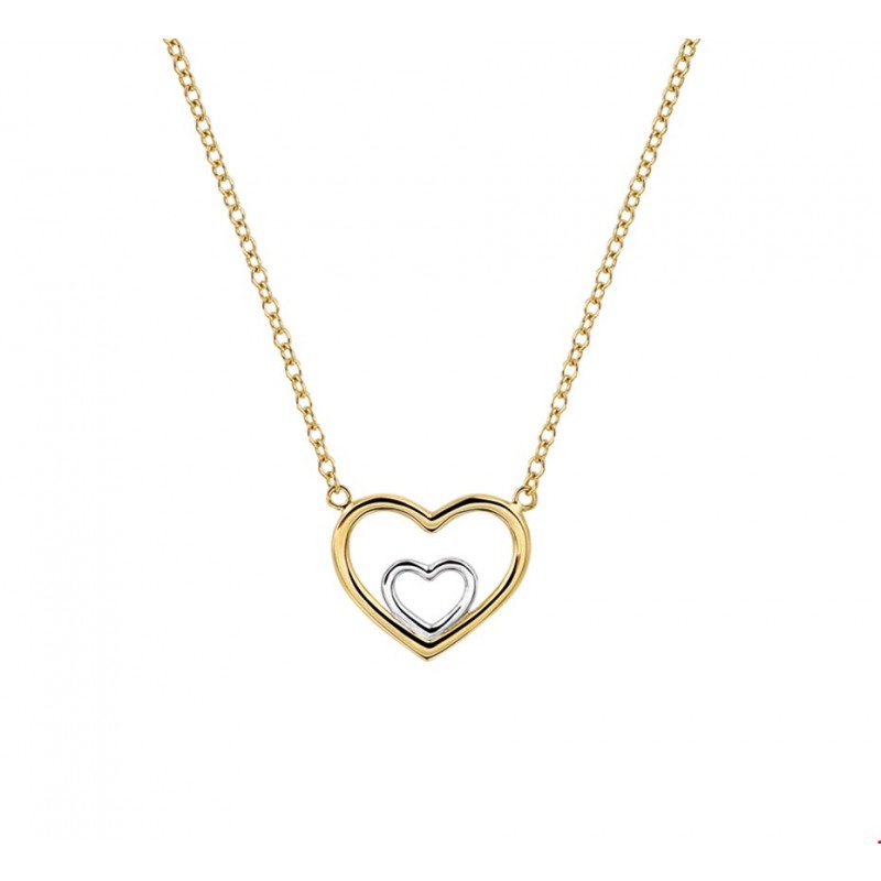 overschreden tv station Uitvoerbaar Witgouden hartje in gouden hart met ketting 40-44 cm | Mostert Juweliers