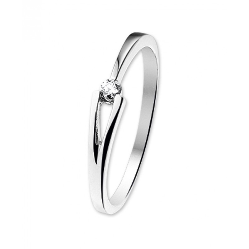 bolvormig Glimlach Hervat Witgouden ring diamant 0.07 crt | Mostert Juweliers